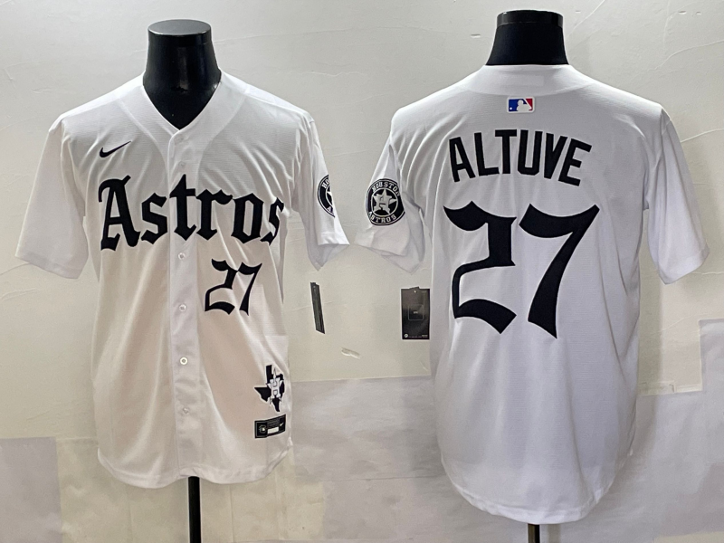 Men's Houston Astros Jose Altuve #27 White Team Jersey Men's Houston Astros Jose Altuve #27 White Team Jersey